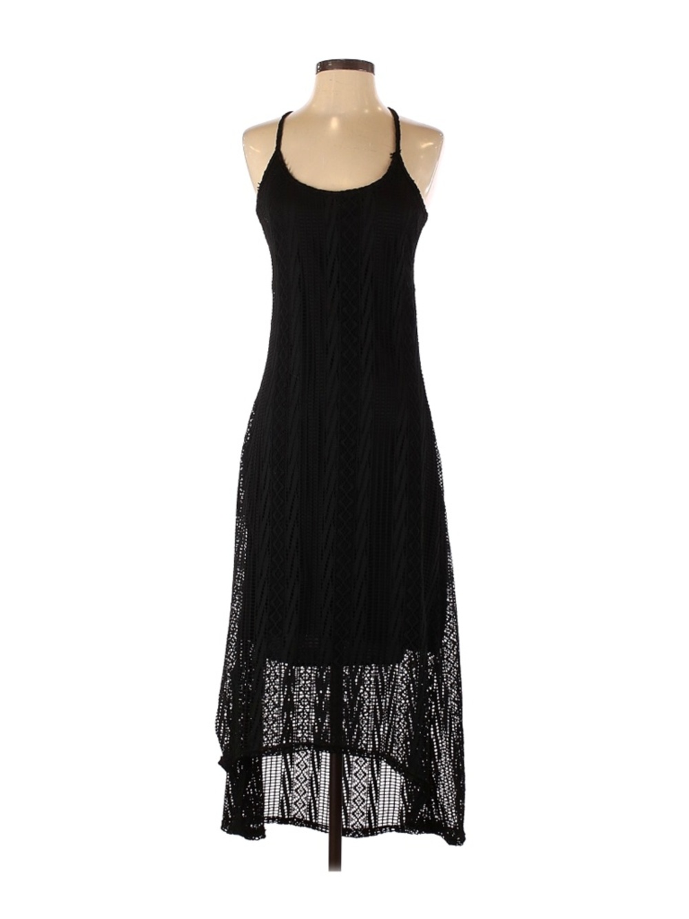 Boutique ♡ Black Lace Spaghetti Strap High-Low Midi-Maxi Dress